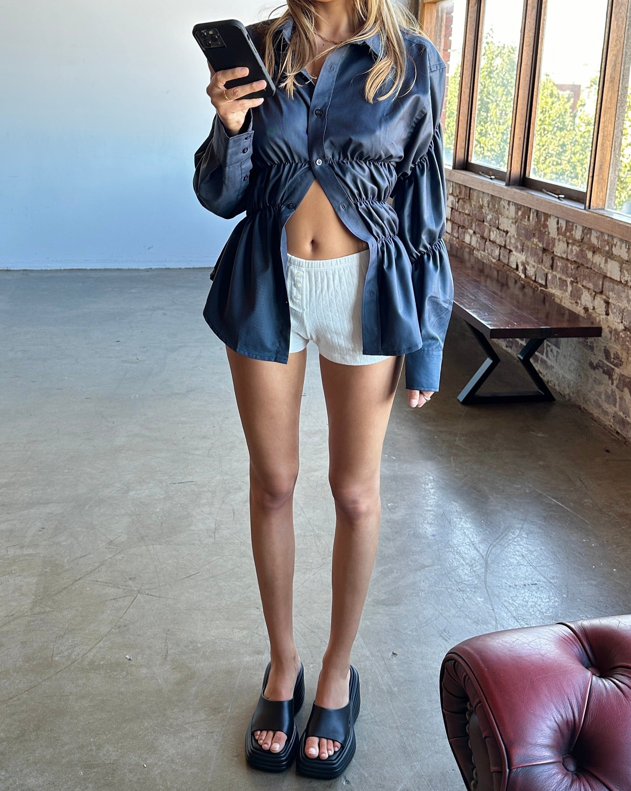 Scrunched Shirt - Charcoal