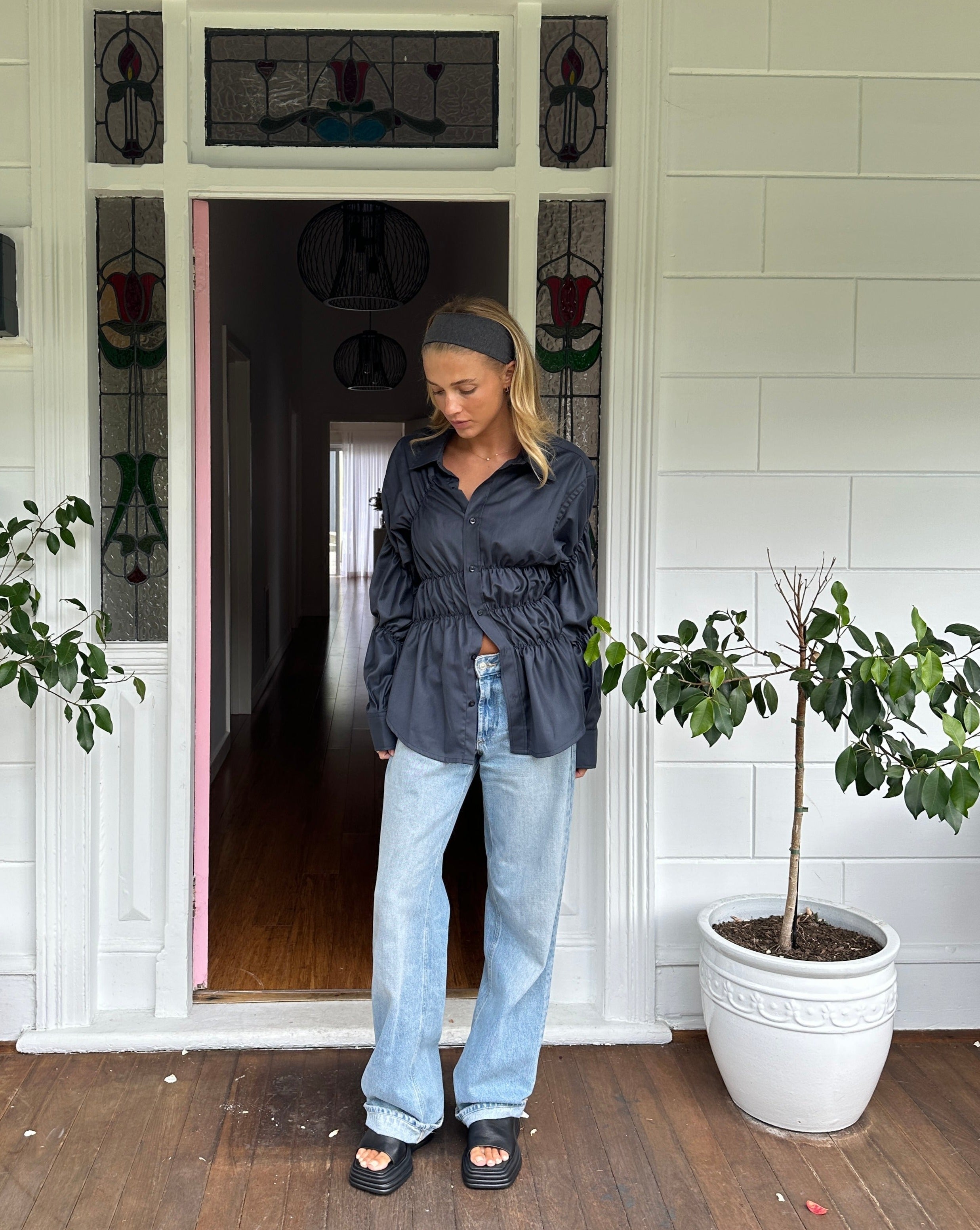 Scrunched Shirt - Charcoal